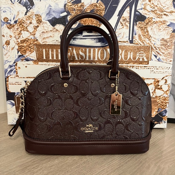 Coach Embossed Patent Brown Women's Satchel Bag 2017 - Picture 1 of 16
